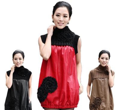 高品質時尚之選 批發真皮皮裙連衣裙拼接優質進口綿羊皮