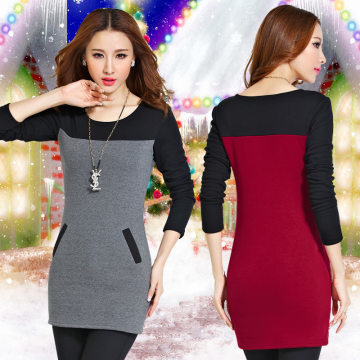 2015秋冬必備 加絨加厚大碼修身長袖打底衫T恤，深圳市龍玉藏衣閣服飾批發商行推薦